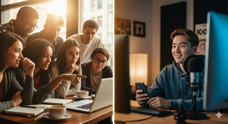 N잡 창업 아이디어로 성공한 모습. 다양한 국적의 K팝 팬들은 분석 영상을 보며 K팝을 깊이 이해하게 되고, 한국인 유튜버는 이들의 긍정적 반응에 보람을 느낀다.