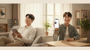 성공적인 N잡 창업 아이디어로, 금 투자 관리 템플릿을 통해 고객과 판매자 모두 만족하는 모습.