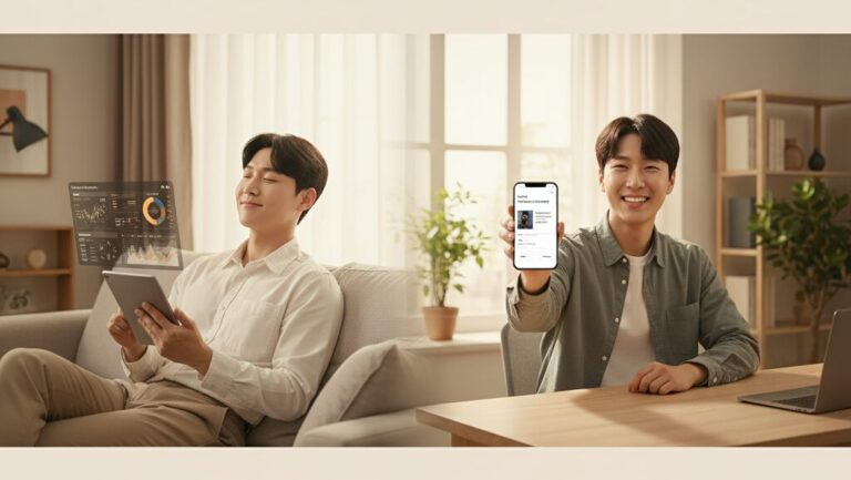 성공적인 N잡 창업 아이디어로, 금 투자 관리 템플릿을 통해 고객과 판매자 모두 만족하는 모습.