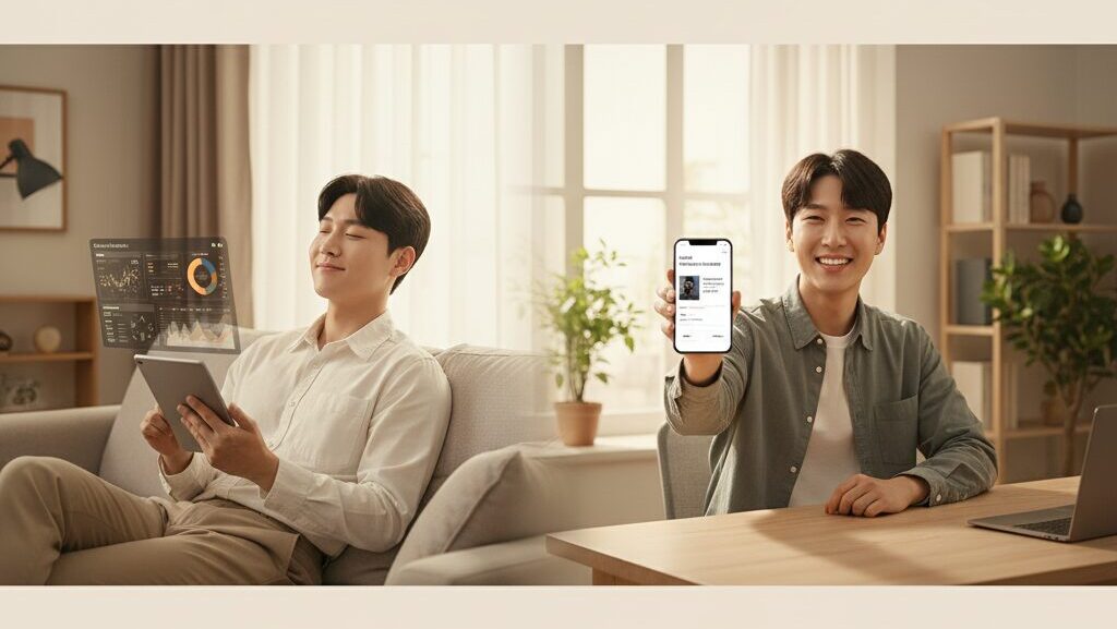 성공적인 N잡 창업 아이디어로, 금 투자 관리 템플릿을 통해 고객과 판매자 모두 만족하는 모습.