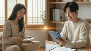 브랜드 스토리가 담긴 제품을 받고 감동하는 고객과, 성공적인 N잡 창업 아이디어로 고객과 소통하는 창업가의 완성된 꿈.