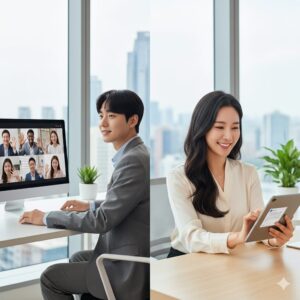 N잡 창업 아이디어인 퍼스널 브랜딩 컨설팅을 통해 한국 Z세대가 해외취업에 성공하고, N잡 창업가도 보람을 느끼는 모습.