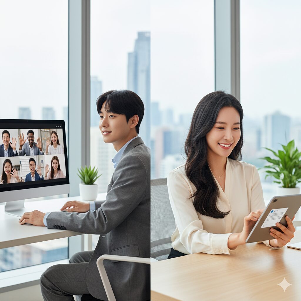 N잡 창업 아이디어인 퍼스널 브랜딩 컨설팅을 통해 한국 Z세대가 해외취업에 성공하고, N잡 창업가도 보람을 느끼는 모습.