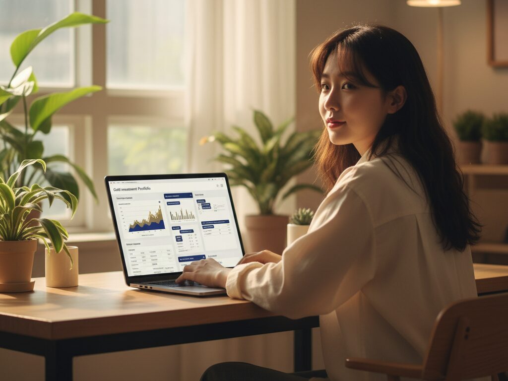 한국의 현대적이고 감각적인 홈 오피스나 카페를 배경으로 한 한국인 디지털 크리에이터.