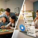 디지털 웰빙 코칭으로 스마트폰 중독에서 벗어나 행복한 가족과, N잡 창업에 성공한 전문가의 모습.