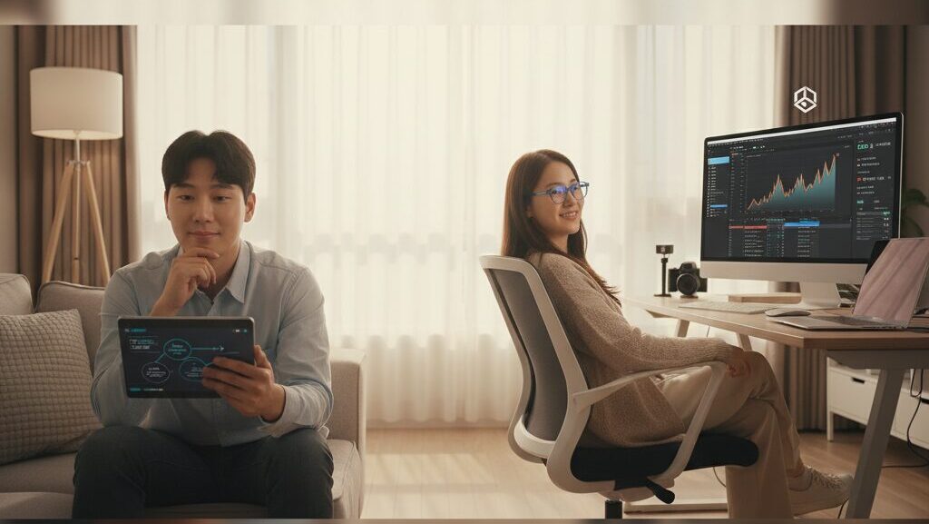 AI 영상 지식 콘텐츠 N잡 창업 아이디어를 통해 시청자에게 깨달음을 주고 자신도 성공한 크리에이터의 모습.