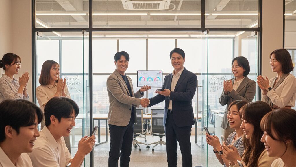 방송 콘텐츠 디지털 마케팅 N잡 창업 아이디어를 통해 팬들과 방송사 모두가 만족하는 성공적인 결과를 이룬 모습.