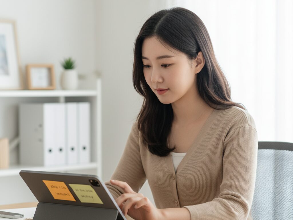 노트북으로 고객과 화상 상담을 하며 맞춤형 AI 페르소나를 설계하는 전문 컨설턴트
