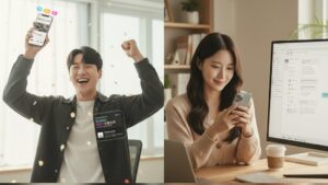 N잡 창업 아이디어인 AI 시나리오 작가와의 협업을 통해, 유튜버는 바이럴 콘텐츠로 성공하고 작가는 보람을 느끼며 수익을 창출하는 모습