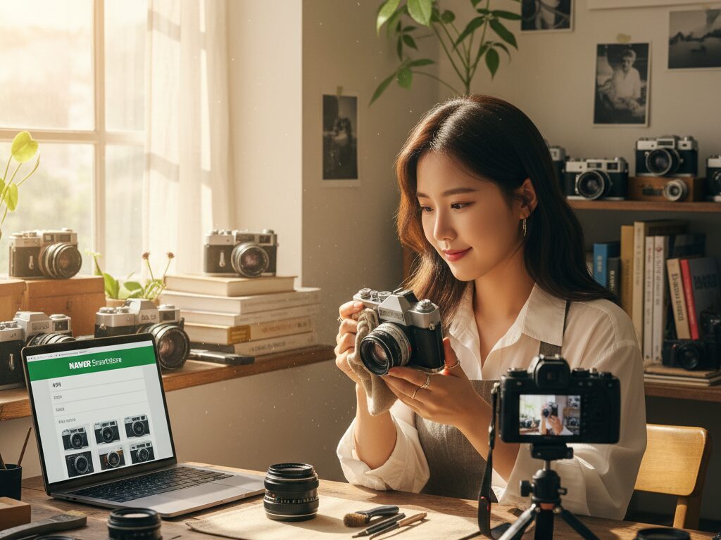 네이버 스마트스토어에 판매할 레트로 카메라의 가치를 발굴하며 정성껏 상품 페이지를 준비하는 큐레이터